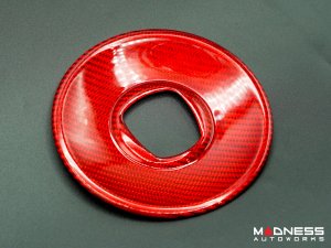 FIAT 500 Steering Wheel Trim - Carbon Fiber - Airbag Center - Large Outer Cover - Red Pearl Finish